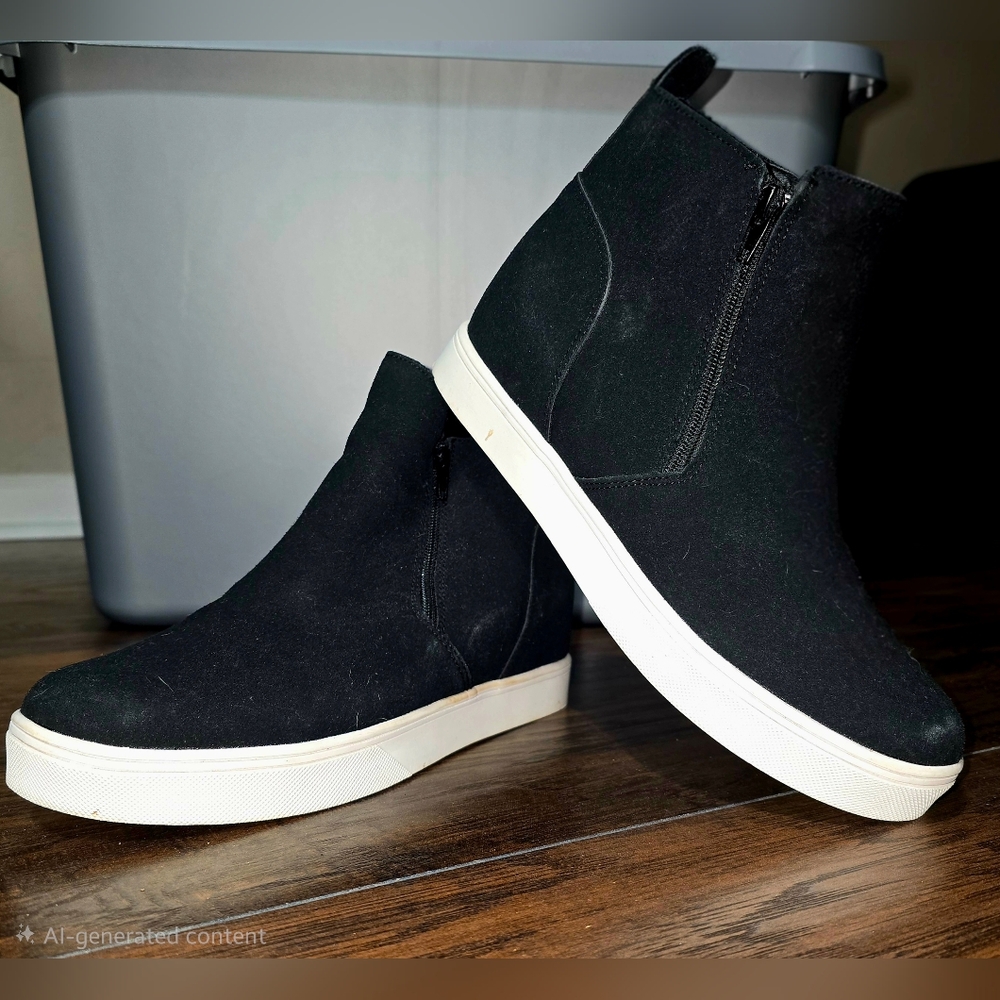 Black High-Top Sneakers with White Soles
